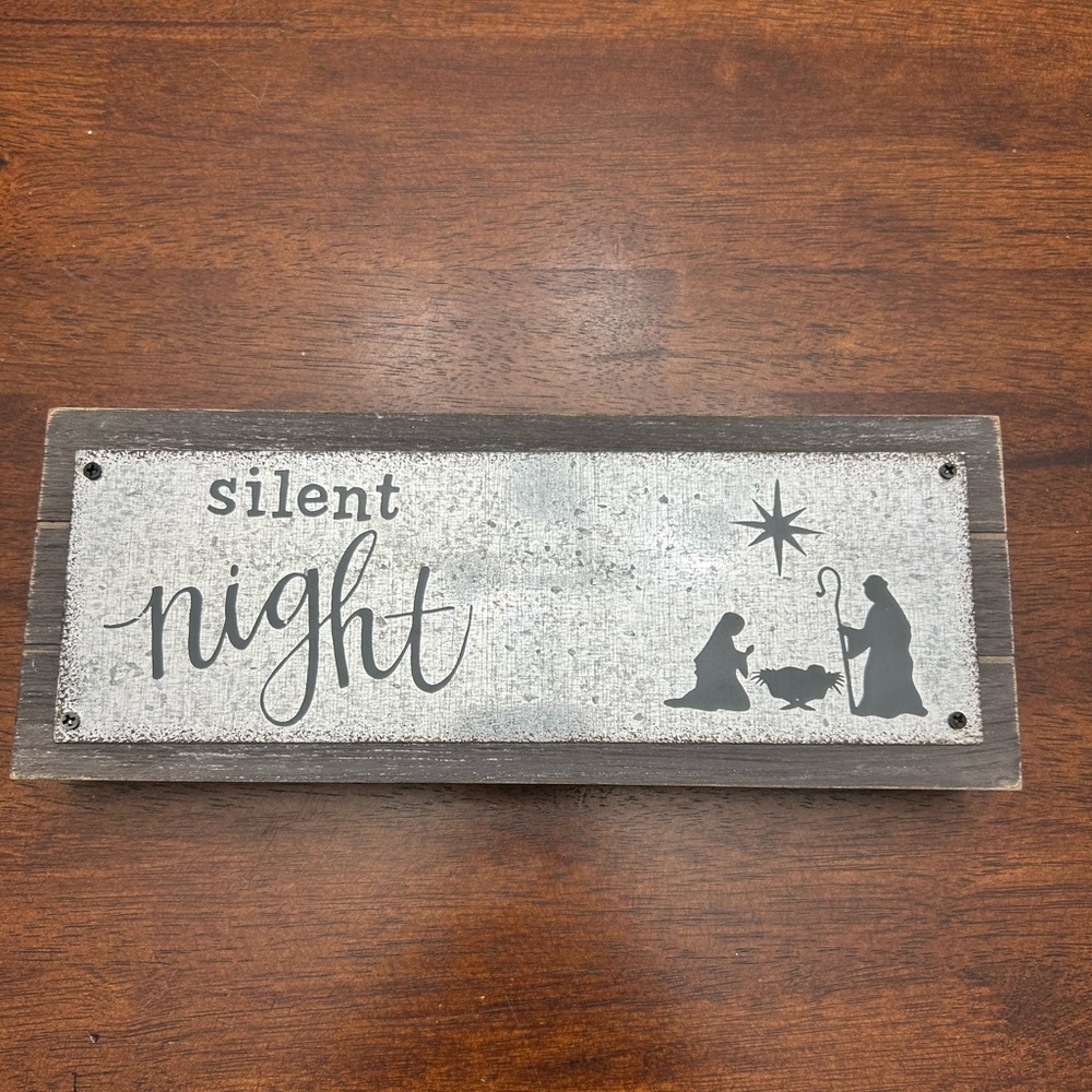 Silent Night Rustic Wall Sign